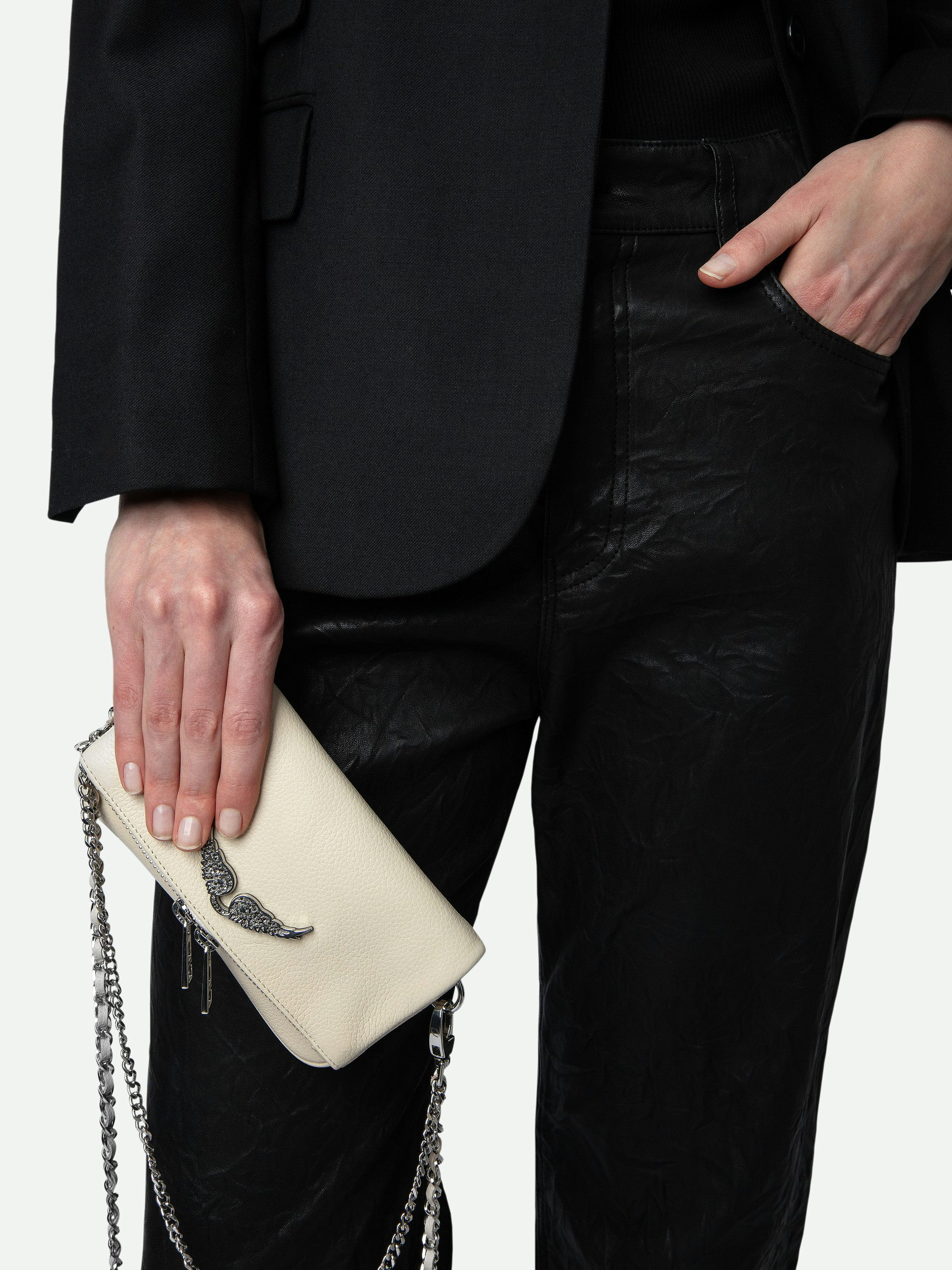 Pochette Rock Nano Swing Your Wings - Pochette Rock Nano in pelle con ali Swing Your Wings intercambiabili.